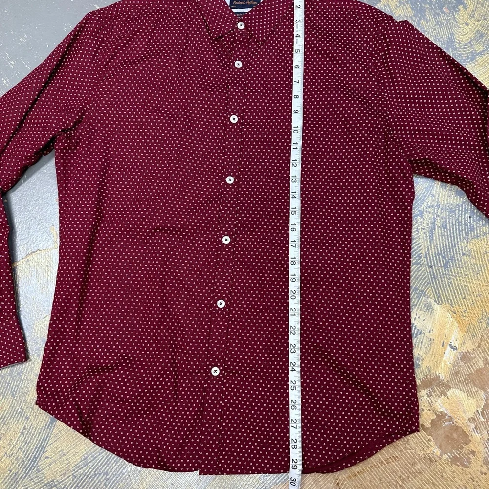 Gentleman’s Outfitters Button Down Long Sleeve Shirt Large Maroon Red Dapper - Picture 4 of 7
